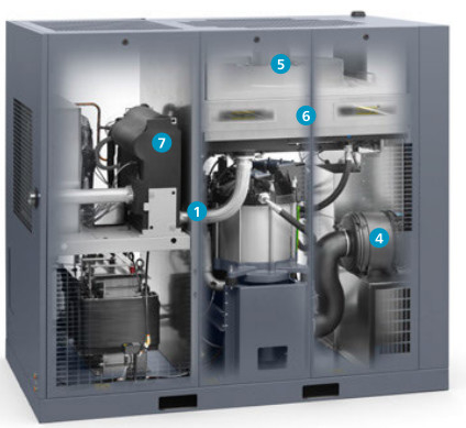 Ατλαντικός κομπρεσέρ αέρα GA75VSD+ FF 75kw Ενσωματωμένος στεγνωτήρας